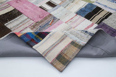 Kirk Yama Grey Patchwork Cotton Wool Handmade Area Rug 6'9'' x 10'0''