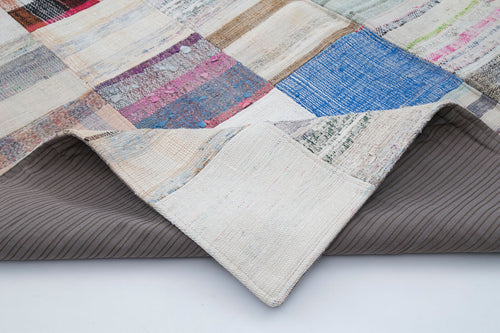 Kirk Yama White Patchwork Cotton Wool Handmade Area Rug 6'7'' x 9'11''