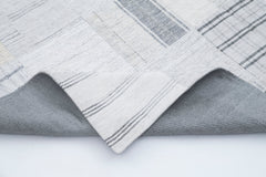 Handmade Area Rug - Beige Patchwork Cotton Wool Vintage Turkish Carpet 6'8''x9'10''