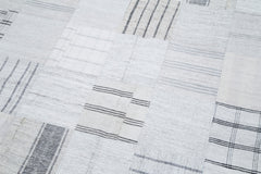 Handmade Area Rug - Beige Patchwork Cotton Wool Vintage Turkish Carpet 6'8''x9'10''