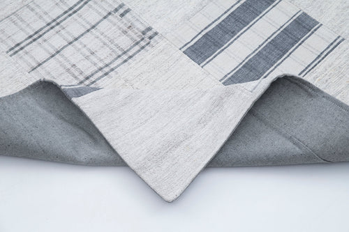 Handmade Area Rug - Kirk Yama Beige Patchwork Cotton Wool Carpet 6'8''x9'10''