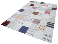 Kirk Yama Grey Patchwork Cotton Wool Handmade Area Rug 6'7'' x 9'10''