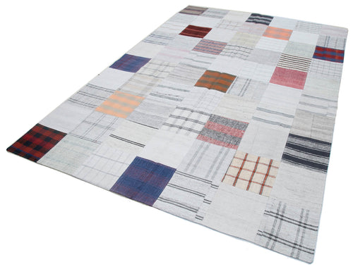 Kirk Yama Grey Patchwork Cotton Wool Handmade Area Rug 6'7'' x 9'10''
