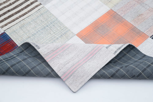 Kirk Yama Grey Patchwork Cotton Wool Handmade Area Rug 6'7'' x 9'10''