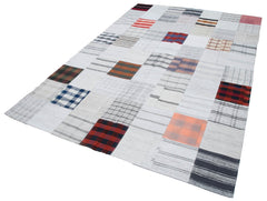 Kirk Yama Beige Patchwork Cotton Wool Handmade Area Rug 6'8'' x 9'10''