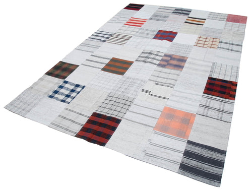 Kirk Yama Beige Patchwork Cotton Wool Handmade Area Rug 6'8'' x 9'10''