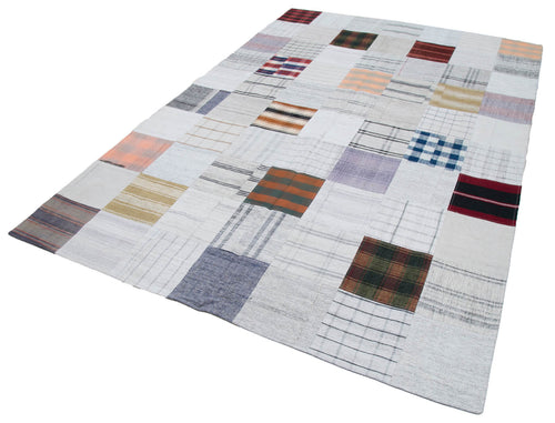 Kirk Yama Beige Patchwork Cotton Wool Handmade Area Rug 6'8'' x 9'10''