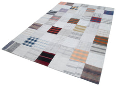 Kirk Yama Grey Patchwork Cotton Wool Handmade Area Rug 6'7'' x 9'9''