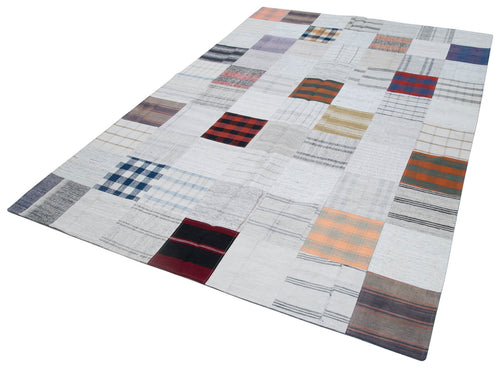 Kirk Yama Grey Patchwork Cotton Wool Handmade Area Rug 6'7'' x 9'9''