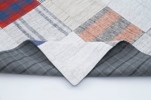 Kirk Yama Grey Patchwork Cotton Wool Handmade Area Rug 6'7'' x 9'9''