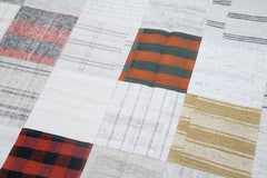 Kirk Yama Grey Patchwork Cotton Wool Handmade Area Rug 6'7'' x 9'9''