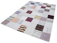 Kirk Yama Grey Patchwork Cotton Wool Handmade Area Rug 6'8'' x 9'9''
