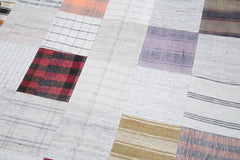 Kirk Yama Grey Patchwork Cotton Wool Handmade Area Rug 6'8'' x 9'9''