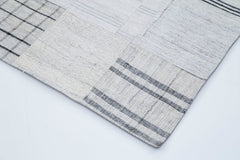 Handmade Area Rug | Beige Patchwork Turkish Wool Cotton 6x9 Vintage Carpet