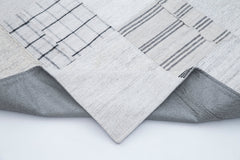 Handmade Area Rug | Beige Patchwork Turkish Wool Cotton 6x9 Vintage Carpet