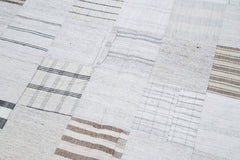 Handmade Area Rug | Beige Patchwork Turkish Wool Cotton 6x9 Vintage Carpet