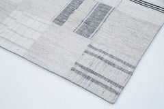 Handmade Area Rug - Beige Patchwork Cotton Wool Turkish Carpet 6'8''x9'10''
