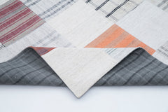 Handmade Area Rug - Grey Patchwork Cotton Wool Vintage Hand Woven Carpet 6'8''x9'11''