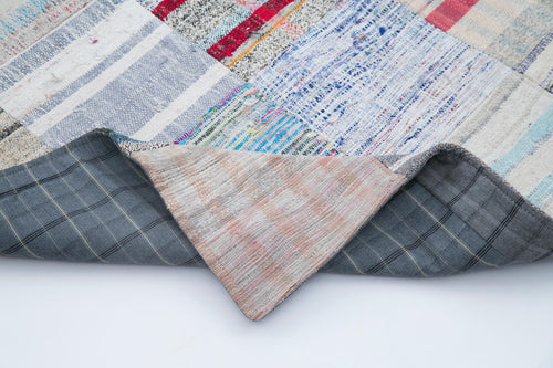 Kirk Yama Grey Patchwork Cotton Wool Handmade Area Rug 6'7'' x 9'9''