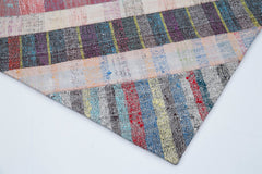 Handmade Area Rug - Kirk Yama Grey Patchwork Cotton Wool Carpet 6'8''x9'11''
