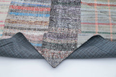 Handmade Area Rug - Kirk Yama Grey Patchwork Cotton Wool Carpet 6'8''x9'11''