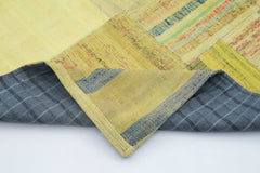 Handmade Area Rug – Yellow Patchwork Cotton Wool Vintage Turkish Carpet 6'8''x9'9''