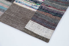 Kirk Yama Grey Patchwork Cotton Wool Handmade Area Rug 6'11'' x 9'9''