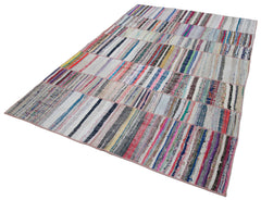 Kirk Yama Grey Patchwork Cotton Wool Handmade Area Rug 6'5'' x 9'6''