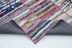 Kirk Yama Grey Patchwork Cotton Wool Handmade Area Rug 6'6'' x 9'6''