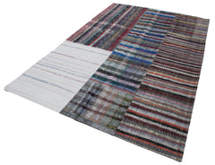 Handmade Area Rug | Grey Patchwork Cotton Wool Rug 6'5"x9'10" for Living Room