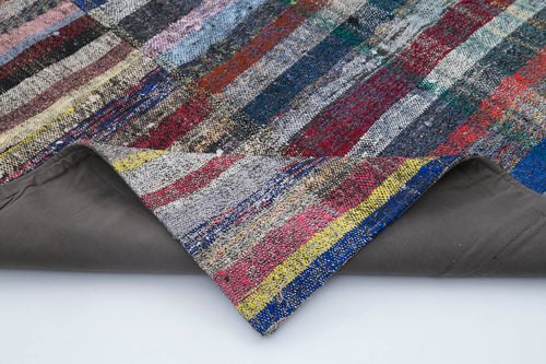 Handmade Area Rug | Grey Patchwork Cotton Wool Rug 6'5"x9'10" for Living Room