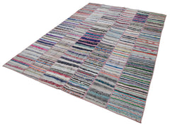 Kirk Yama Grey Patchwork Cotton Wool Handmade Area Rug 6'7'' x 9'9''