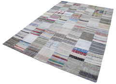 Kirk Yama Grey Patchwork Cotton Wool Handmade Area Rug 6'8'' x 9'10''