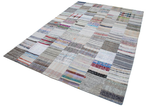 Kirk Yama Grey Patchwork Cotton Wool Handmade Area Rug 6'8'' x 9'10''