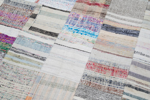 Kirk Yama Grey Patchwork Cotton Wool Handmade Area Rug 6'8'' x 9'10''