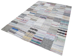 Kirk Yama Grey Patchwork Cotton Wool Handmade Area Rug 6'8'' x 9'10''