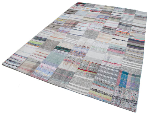 Kirk Yama Grey Patchwork Cotton Wool Handmade Area Rug 6'8'' x 9'9''