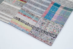 Kirk Yama Grey Patchwork Cotton Wool Handmade Area Rug 6'8'' x 9'9''