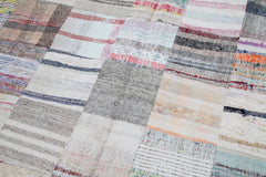 Kirk Yama Grey Patchwork Cotton Wool Handmade Area Rug 6'8'' x 9'9''