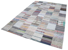 Kirk Yama Grey Patchwork Cotton Wool Handmade Area Rug 6'8'' x 9'10''