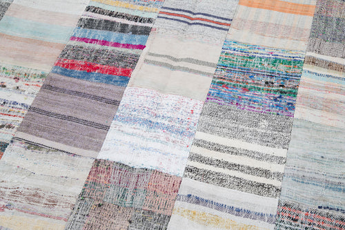 Kirk Yama Grey Patchwork Cotton Wool Handmade Area Rug 6'8'' x 9'10''