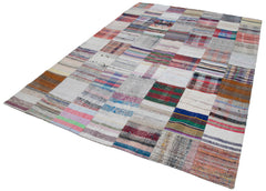 Kirk Yama Grey Patchwork Cotton Wool Handmade Area Rug 6'11'' x 9'10''