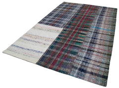 Kirk Yama Grey Patchwork Cotton Wool Handmade Area Rug 6'7'' x 9'10''