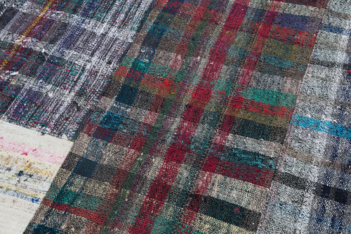 Kirk Yama Grey Patchwork Cotton Wool Handmade Area Rug 6'7'' x 9'10''