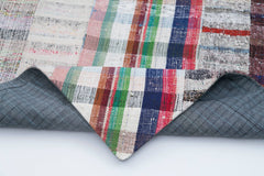 Handmade Area Rug – Grey Patchwork Turkish Wool Cotton Vintage Carpet 6'8"x10'0"