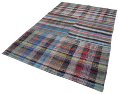 Kirk Yama Grey Patchwork Cotton Wool Handmade Area Rug 5'11'' x 8'11''