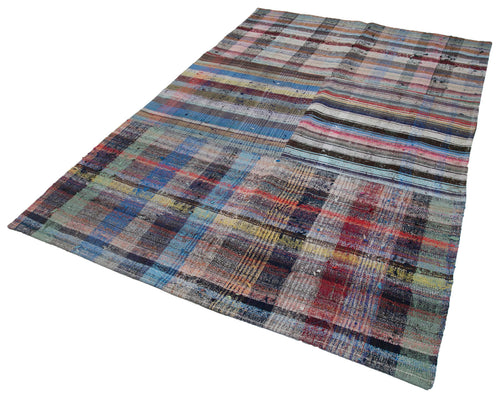 Kirk Yama Grey Patchwork Cotton Wool Handmade Area Rug 5'11'' x 8'11''