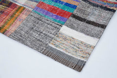 Handmade Area Rug - Grey Patchwork Turkish Cotton Wool Carpet 7'10''x9'10''