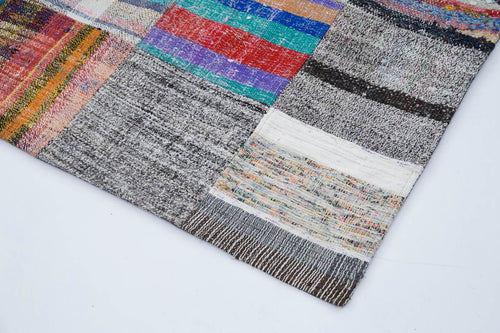 Handmade Area Rug - Grey Patchwork Turkish Cotton Wool Carpet 7'10''x9'10''