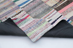 Handmade Area Rug - Grey Patchwork Turkish Cotton Wool Carpet 7'10''x9'10''